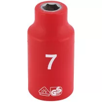 Draper 31500 D6VDE-MM 3/8" Sq. Dr. Fully Insulated VDE Socket (7mm)