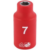 Draper 31500 D6VDE-MM 3/8" Sq. Dr. Fully Insulated VDE Socket (7mm)
