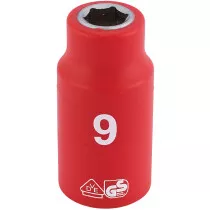 Draper 31556 D6VDE-MM 3/8" Sq. Dr. Fully Insulated VDE Socket (9mm)