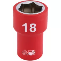 Draper 31724 D6VDE-MM 3/8" Sq. Dr. Fully Insulated VDE Socket (18mm)