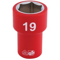Draper 31740 D6VDE-MM 3/8" Sq. Dr. Fully Insulated VDE Socket (19mm)
