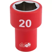 Draper 31748 D6VDE-MM 3/8" Sq. Dr. Fully Insulated VDE Socket (20mm)