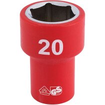 Draper 31748 D6VDE-MM 3/8" Sq. Dr. Fully Insulated VDE Socket (20mm)