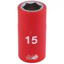 Draper 31835 H6VDE-MM/B 1/2" Sq. Dr. Fully Insulated VDE Socket (15mm)