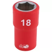 Draper 31869 H6VDE-MM/B 1/2" Sq. Dr. Fully Insulated VDE Socket (18mm)