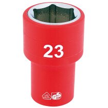 Draper 31953 H6VDE-MM/B 1/2" Sq. Dr. Fully Insulated VDE Socket (23mm)