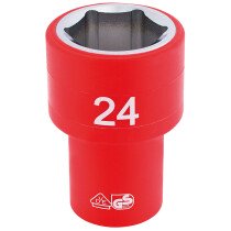 Draper 31954 H6VDE-MM/B 1/2" Sq. Dr. Fully Insulated VDE Socket (24mm)