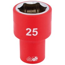 Draper 31961 H6VDE-MM/B 1/2" Sq. Dr. Fully Insulated VDE Socket (25mm)