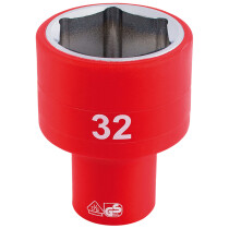 Draper 32017 H6VDE-MM/B 1/2" Sq. Dr. Fully Insulated VDE Socket (32mm)