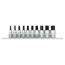 Gedore RED 3300027 1/2in Drive Hex Bit Sockets + Rail 10 Piece