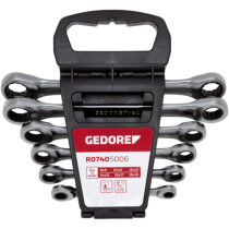 Gedore RED 3300898 Double Ring Ended Ratchet Spanner Set 8-19mm 6 Piece