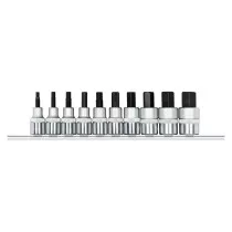 Gedore RED 3300027 1/2in Drive Hex Bit Sockets + Rail 10 Piece