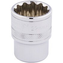 Draper 33368 H-MM/B 1/2" Square Drive Hi Torq® 12 Point Socket (22mm)