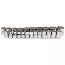 Draper 34561 H23M/C 1/2" Drive Loose Metric Bi-Hex Sockets (23 Pieces)
