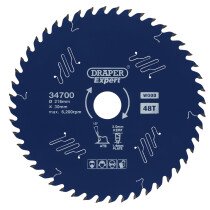 Draper 34700 SBE4 Expert Tct Circular Saw Blade For Wood With Ptfe Coating, 216 X 30mm, 48 T