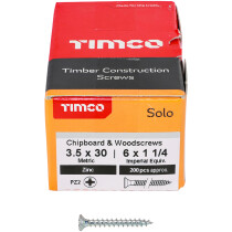 3.5mm x 30mm Solo Woodscrew PZ2 CSK - BZP (Box of 200) 35030SOLOZ Timco