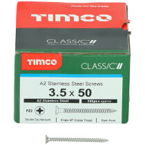 3.5mm x 50mm Classic Screw PZ2 CSK - A2 S/S (Box of 200) 35050CLASS Timco