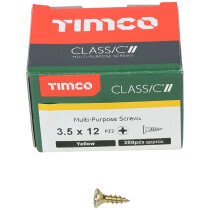 3.5mm x 12mm Classic Screw PZ2 CSK - ZYP (Box of 200) 35012CLAF Timco