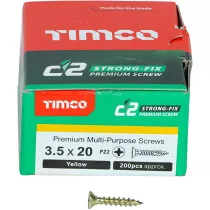 3.5mm x 20mm C2 Screw PZ2 CSK - ZYP (Box of 200) 35020C2 Timco