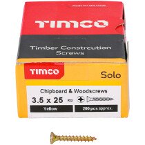 3.5mm x 25mm Solo Woodscrew PZ2 CSK - ZYP (Box of 200) 35025SOLOC Timco