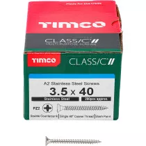 3.5mm x 40mm Classic Screw PZ2 CSK - A2 S/S (Box of 200) 35040CLASS Timco