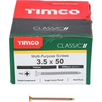 3.5mm x 50mm Classic Screw PZ2 CSK - ZYP (Box of 200) 35050CLAF Timco