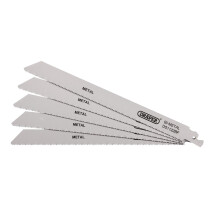 Draper 38594 DS1122BF Bi Metal Reciprocating Saw Blades For Metal Cutting, 225mm, 14tpi (Pack Of 5)