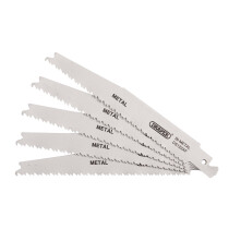 Draper 38755 DS123XF Bi Metal Reciprocating Saw Blades For Metal Cutting, 150mm, 8 14tpi (Pack Of 5)