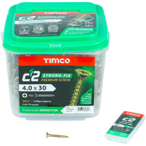4.0mm x 30mm C2 Screw PZ2 CSK - ZYP (TUB) (Tub of 1,500) 40030C2TUB Timco
