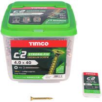 4.0mm x 40mm C2 Screw PZ2 CSK - ZYP (TUB) (Tub of 1,200) 40040C2TUB Timco