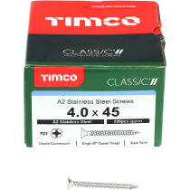 4.0mm x 45mm Classic Screw PZ2 CSK - A2 S/S (Box of 200) 40045CLASS Timco