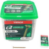 4.0mm x 50mm C2 Screw PZ2 CSK - ZYP (TUB) (Tub of 800) 40050C2TUB Timco