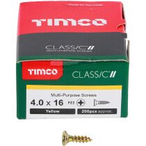 4.0mm x 16mm Classic Screw PZ2 CSK - ZYP (Box of 200) 40016CLAF Timco