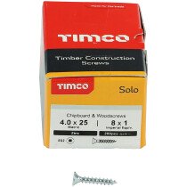 4.0mm x 25mm Solo Woodscrew SQ2 CSK - BZP (Box of 200) 40025SQSZ Timco