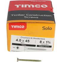 4.0mm x 45mm Solo Woodscrew PZ2 CSK - ZYP (Box of 200) 40045SOLOC Timco