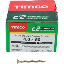 4.0mm x 50mm C2 Screw PZ2 CSK - ZYP (Box of 200) 40050C2 Timco