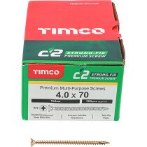 4.0mm x 70mm C2 Screw PZ2 CSK - ZYP (Box of 200) 40070C2 Timco
