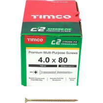 4.0mm x 80mm C2 Screw PZ2 CSK - ZYP (Box of 200) 40080C2 Timco