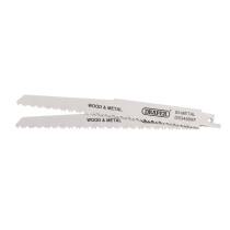 Draper 43065 DS3456XF Bi Metal Reciprocating Saw Blades For Multi Purpose Cutting, 200mm, 6 12tpi (Pack Of 2)