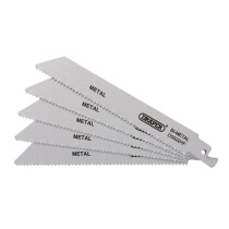 Draper 43460 DS922HF Bi Metal Reciprocating Saw Blades For Metal, 150mm, 10tpi (Pack Of 5)