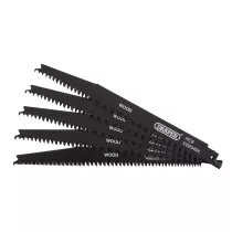 Draper 43063 DS2345X Reciprocating Saw Blades For Wood And Plastic Cutting, 200mm, 6 10tpi (Pack Of 5)