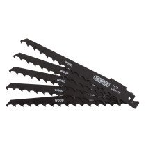 Draper 43066 DS617K Reciprocating Saw Blades For Wood And Plastic Cutting, 150mm, 3tpi (Pack Of 5)