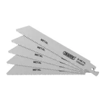 Draper 43460 DS922HF Bi Metal Reciprocating Saw Blades For Metal, 150mm, 10tpi (Pack Of 5)