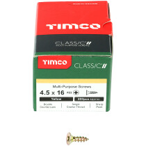4.5mm x 16mm Classic Screw PZ2 CSK - ZYP (Box of 200) 45016CLAF Timco