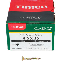 4.5mm x 35mm Classic Screw PZ2 CSK - ZYP (Box of 200) 45035CLAF Timco
