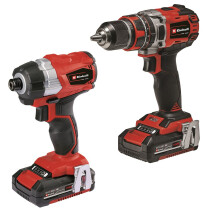 Einhell 18V Power X-Change Brushless Drill Kit (Combi Drill & Impact Driver) With 2 x 2.0Ah Batteries In Bag