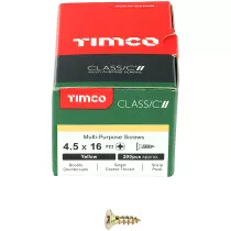 4.5mm x 16mm Classic Screw PZ2 CSK - ZYP (Box of 200) 45016CLAF Timco