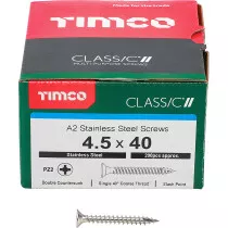 4.5mm x 40mm Classic Screw PZ2 CSK - A2 S/S (Box of 200) 45040CLASS Timco