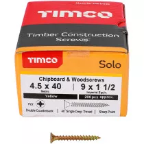 4.5mm x 40mm Solo Woodscrew PZ2 CSK - ZYP (Box of 200) 45040SOLOC Timco