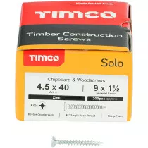 4.5mm x 40mm Solo Woodscrew PZ2 CSK - BZP (Box of 200) 45040SOLOZ Timco